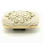 Sewing Pearl Evening Clutch Handbag Purse Beige Fashion For Ladies Dinner