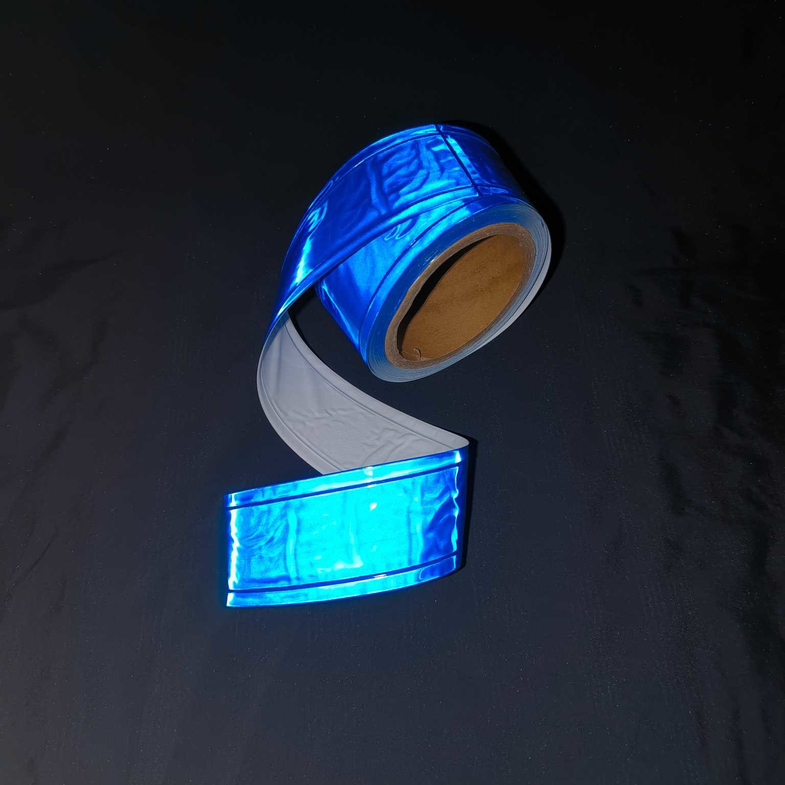 Custom High Visibility Sew On Blue PVC Reflective Tape For Clothing Safety Tape Traffic Sign