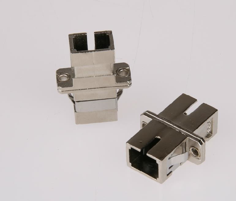 High Precision SC Simplex Fiber Optic Adapter With Metal Housing And Low Insertion Loss