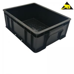 Wholesale Esd Plastic Box Cleanroom Black Plastic Circulation Safe Box Esd Pcb Trays Esd Stackable Bins For Anti-Static Protection from china suppliers