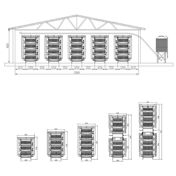 H Section Steel Fully Automatic Broiler Chicken Cage with Galvanized Steel Poultry Farm Equipment