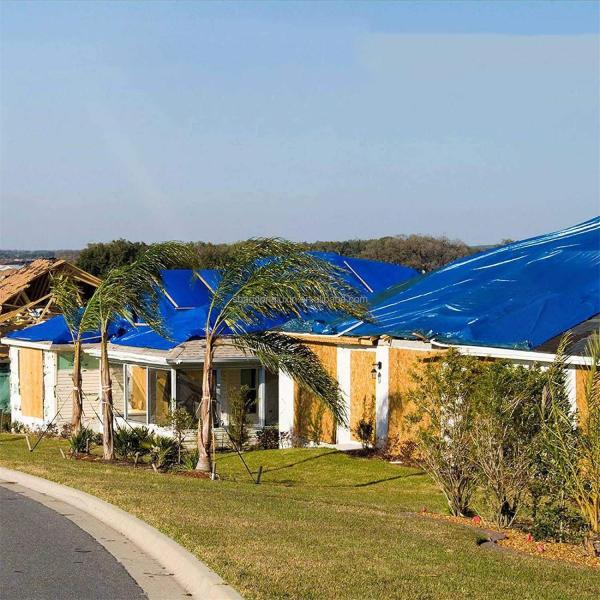 Blue PE Tarpaulin for Outdoor HDPE Weaving and LDPE Lamination Roof Rainproof