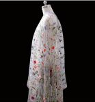 Heavy Embroidered Floral Tulle Lace , Delicate White Mesh Bridal Lace Fabric By