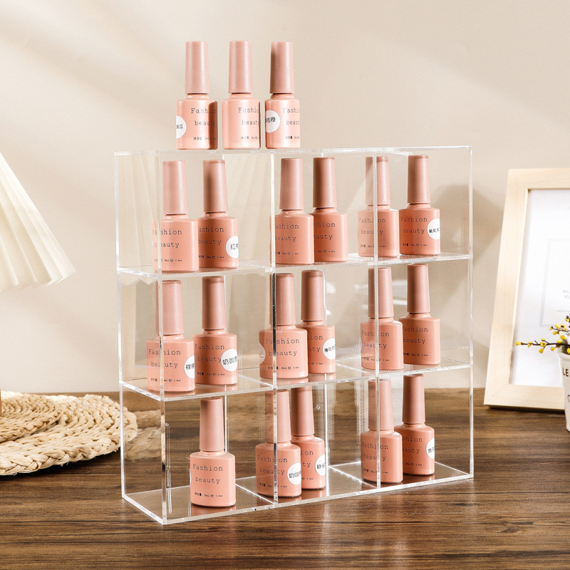 30x30x10cm Clear Acrylic Collection Box With Compartments For Figure Dolls Nail Polish