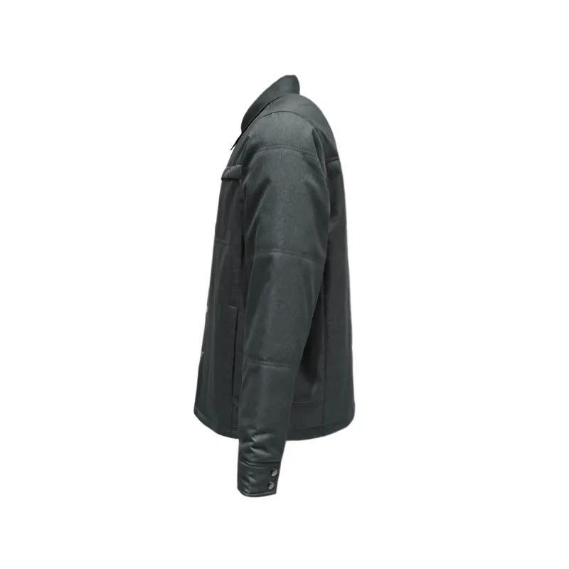 Men Cotton-Padded Coat 2023 Winter Turn-Down Collar Thicken Nylon Business Casual Jacket