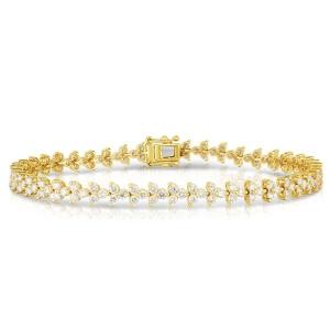 Wholesale Designer 18K Gold 925 Sterling Silver Flower Charm Women Tennis Bracelet with ZIRCON from china suppliers