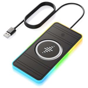 Wholesale Apple Compatible Black Wireless Car Charging Pad Charge Non-Slip Pad With RGB Colorful Light from china suppliers