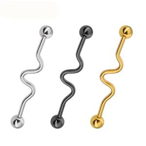 Wholesale Industrial Seismic Wave 14g Barbell Ear Piercing 5mm Ball 38mm long Body jewelry Ear Barbell jewelry from china suppliers