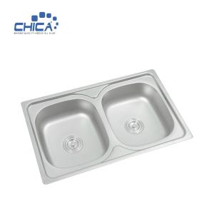 Wholesale Stainless Steel Size Hot Sale SUS304 Kitchen Sink Double Bowl Kitchen Sink For House from china suppliers