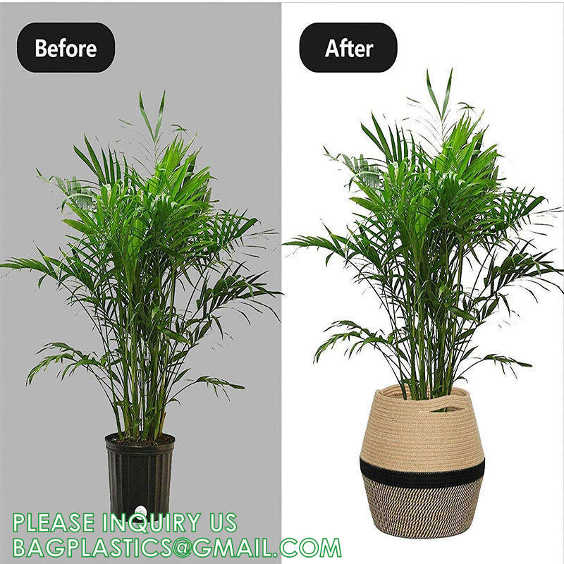 Home Decoration Basket For Plants Cotton Rope Woven Rattan Flower Pots Planter Cotton Rope Woven Rattan Flower Pots