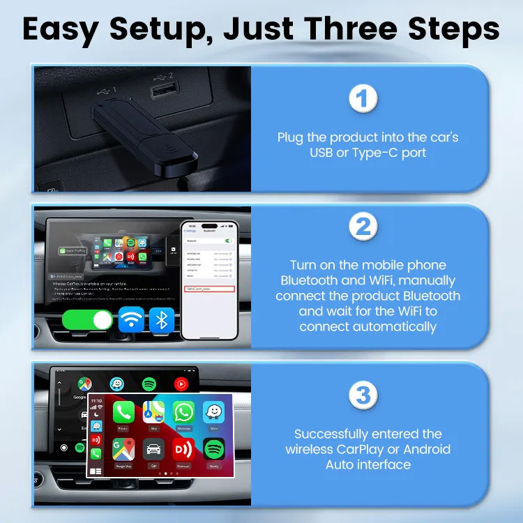 Wired To Wireless Adapter Carplay & Android Auto Mini SE5 Pro Compatible With IOS 10 & Android 10