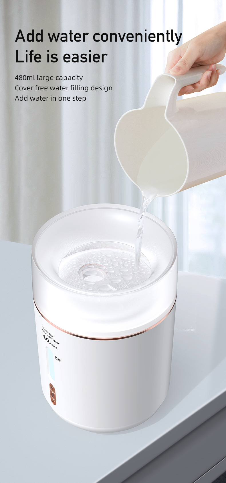 HOMEFISH H2O Cloud Mist Air Jellyfish Humidifiers Room Aroma Oil Diffuser 480ml