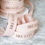 Custom 100% Cotton Flower Gift Ribbon Black With Logo Printed For Bag Straps