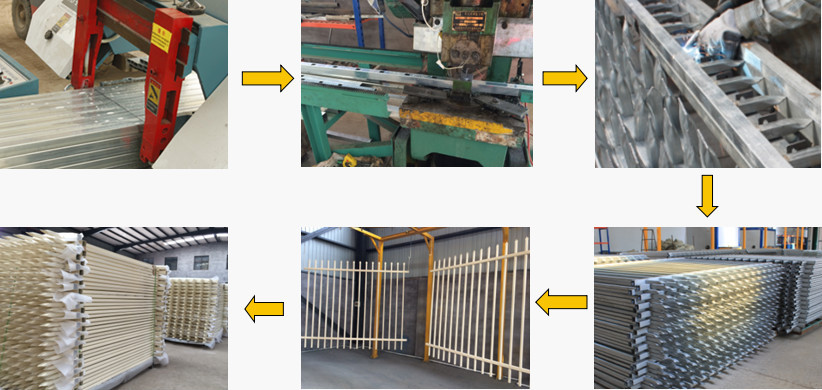Flat top galvanized steel tubular metal fence panel