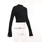 OEM maufactory Pure color street sweater farbic female slim turtlenecks long