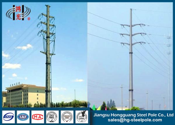 Flange Connection Circular Steel Tapered Metal Utility Poles / Street Light