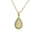 Zircon 14k Gold Jewelry Fashion Women Virgin Mary Pendant Necklace
