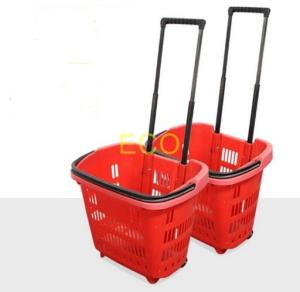 Wholesale Supermarket Plastic Shopping Basket With Wheels , 455 * 355 * 415 mm from china suppliers