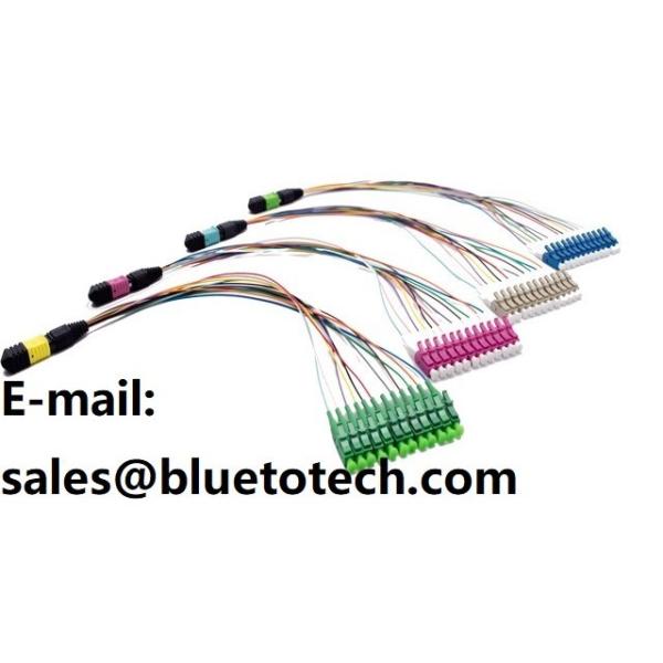 Violet MTP To LC 12 Core OM4 Fiber Optic Patch Cord Multi Mode