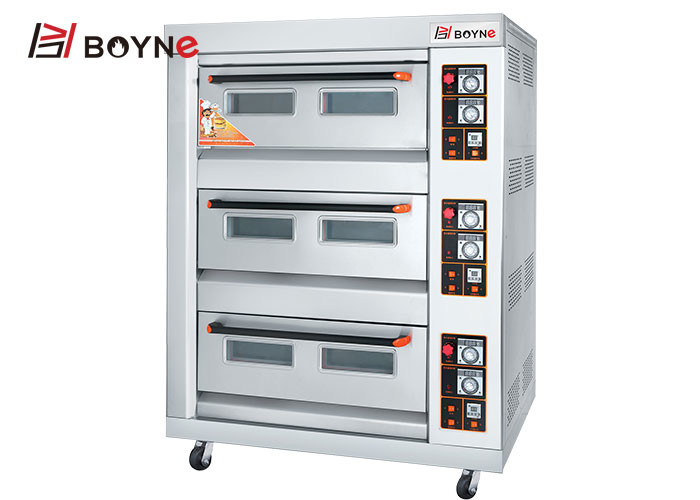 Commercial Durable Stainless Steel Gas Oven Three Deck Six Trays Bread Oven For Cake Shop