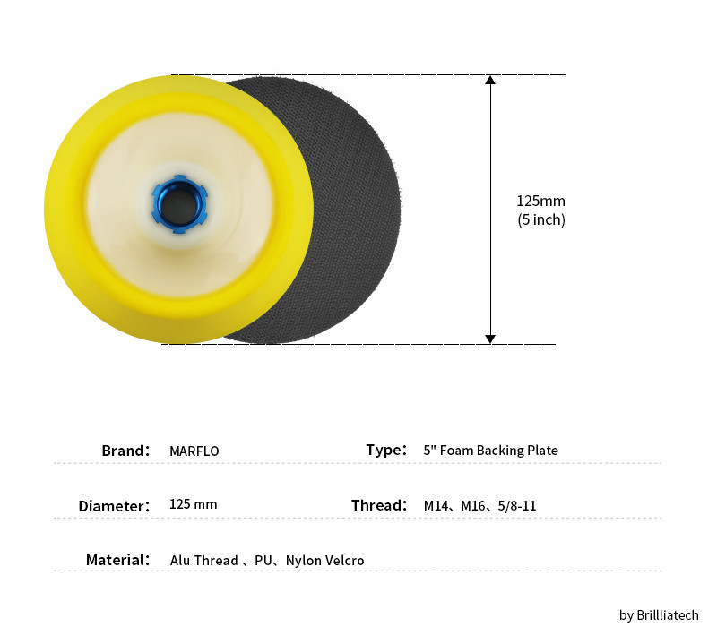 Yellow Round Car Polishing Pads With Pu Backing Plate And Foam
