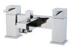 Deck Mount Two Holes Bathroom Bathtub Mixer Faucet With Hand Shower