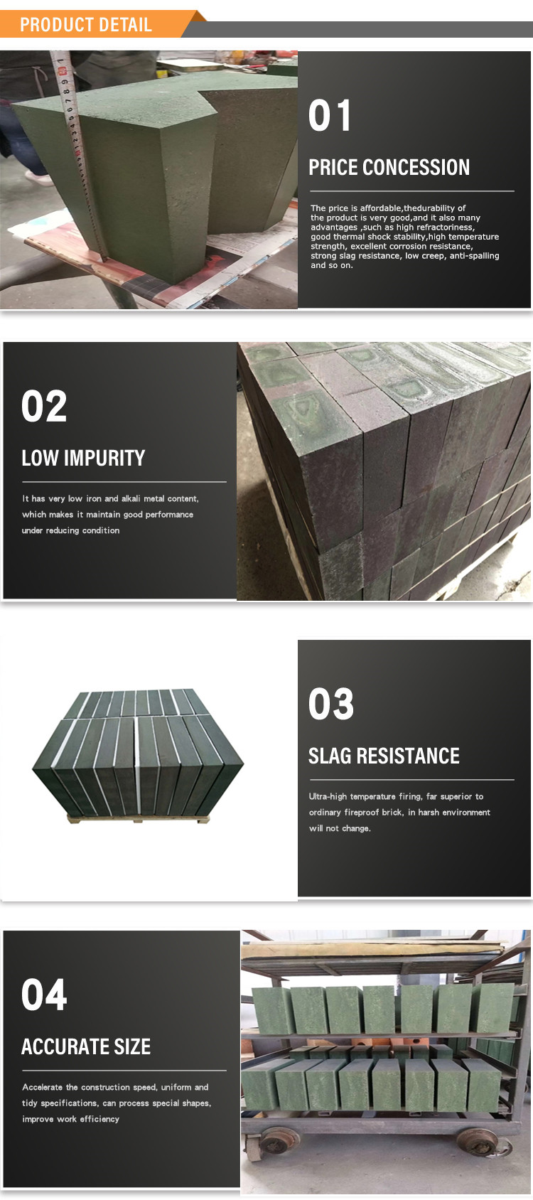 Top- Chrome Corundum Bricks for Basalt Fiber Industry SiO2 Content % -
