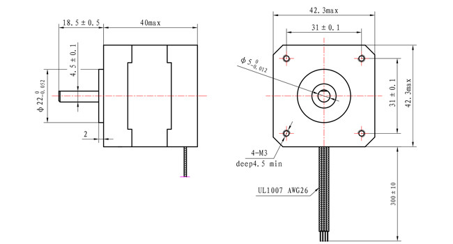 【42SHD4239】2 Phase NEMA 17 Stepper Motor 1.8 Degree 40mm body 450mN.m for Robot DIY Machine