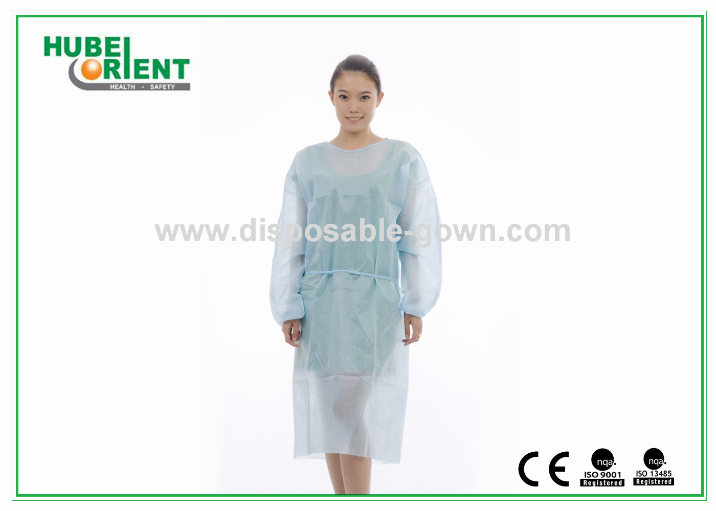 Long Sleeves Disposable Medical Use Isolation Gowns With Elastic Cuffs For Hospital