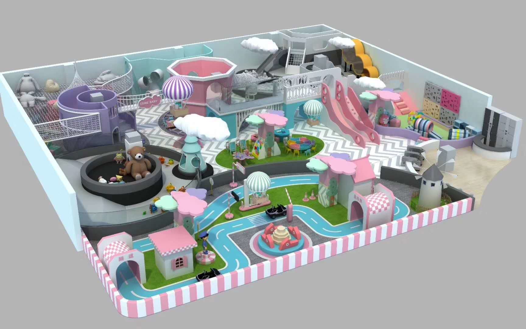 ISO9001 Indoor Soft Play Area . CAD Instruction Indoor Playground With Ball Pit