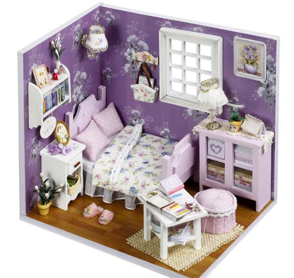 Dollhouse, DIY Lights House, Wooden Model, Education Romantic Full House,