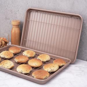Wholesale 4 Colors Non - Stick Cookie Cake With Grill Carbon Steel Thickened Oblong Baking Pan from china suppliers