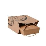 Khaki White Food Takeaway Kraft Paper Brown Shopping Bags With Handle Bulk