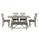 60inch length 6 Piece Dining Room Table And Chair Set Gray Color