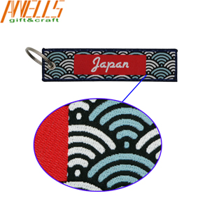 Airplane Souvenir Custom Woven Keychain Colorful Embroidered Key Tags