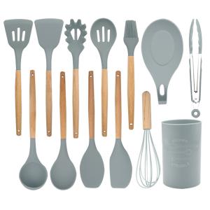 Wholesale Non Toxic 12 Piece Silicone Cooking Utensil Set With Wood Handle from china suppliers