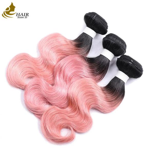 Factory Price Raw Indian Virgin Human Hair 1b/Pink Colored Body Wave Human Hair