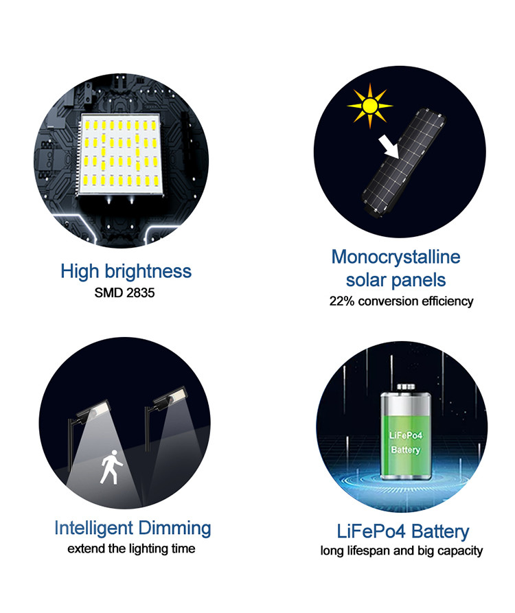 KCD Energy Saving Remote Controller 400w 500w IP65 Waterproof outdoor All In One Solar Light LED Street Light