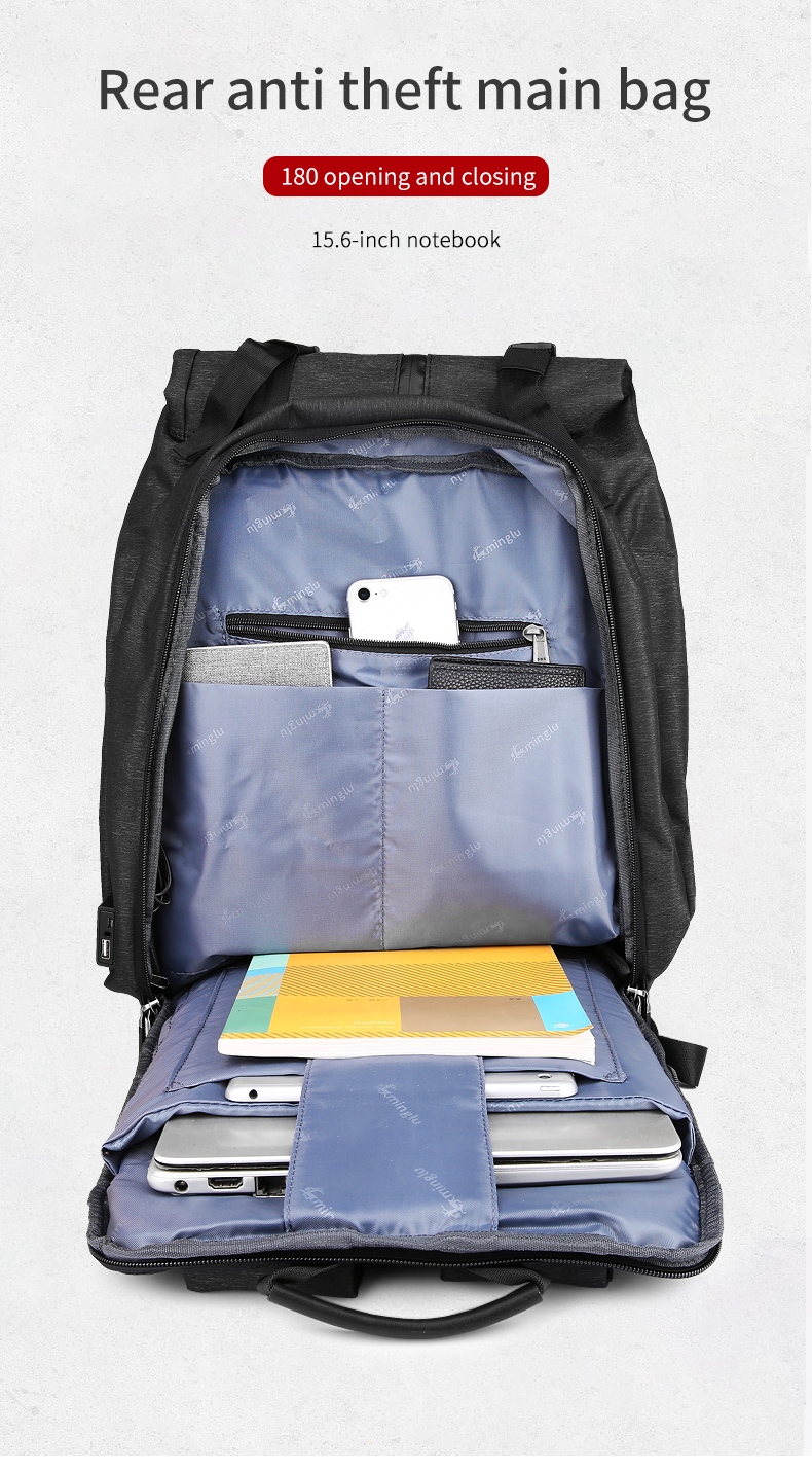 Factory new OEM custom men outdoor anti theft waterproof fashion business 15.6 inch laptop backpack for men