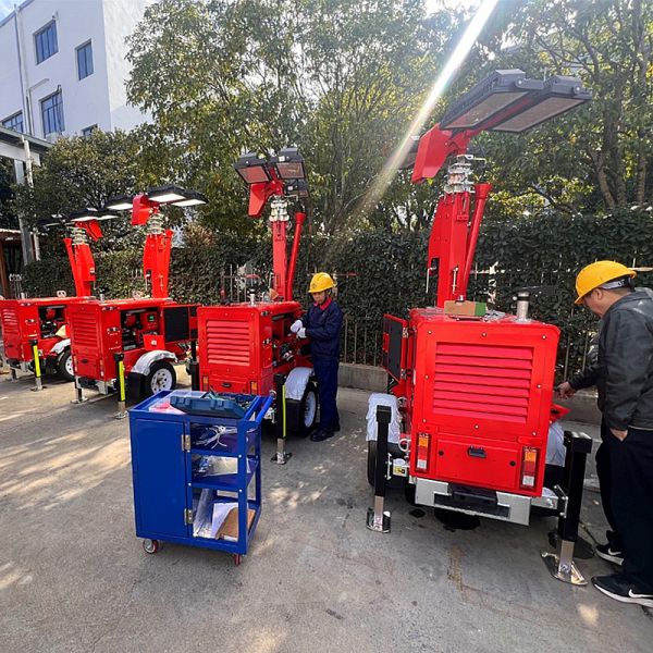 Rapid Deployment Towable Solar Light Tower Night Shift Illumination Construction Site Mobile Solar Light Tower