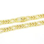 Men Women Cuban Chain Necklace Hip Hop Jewelry 13mm Iced Out Curb Cuban Gold