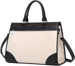 Beige Black Cluci Briefcase Large Capacity Shoulder Bag 15.6"