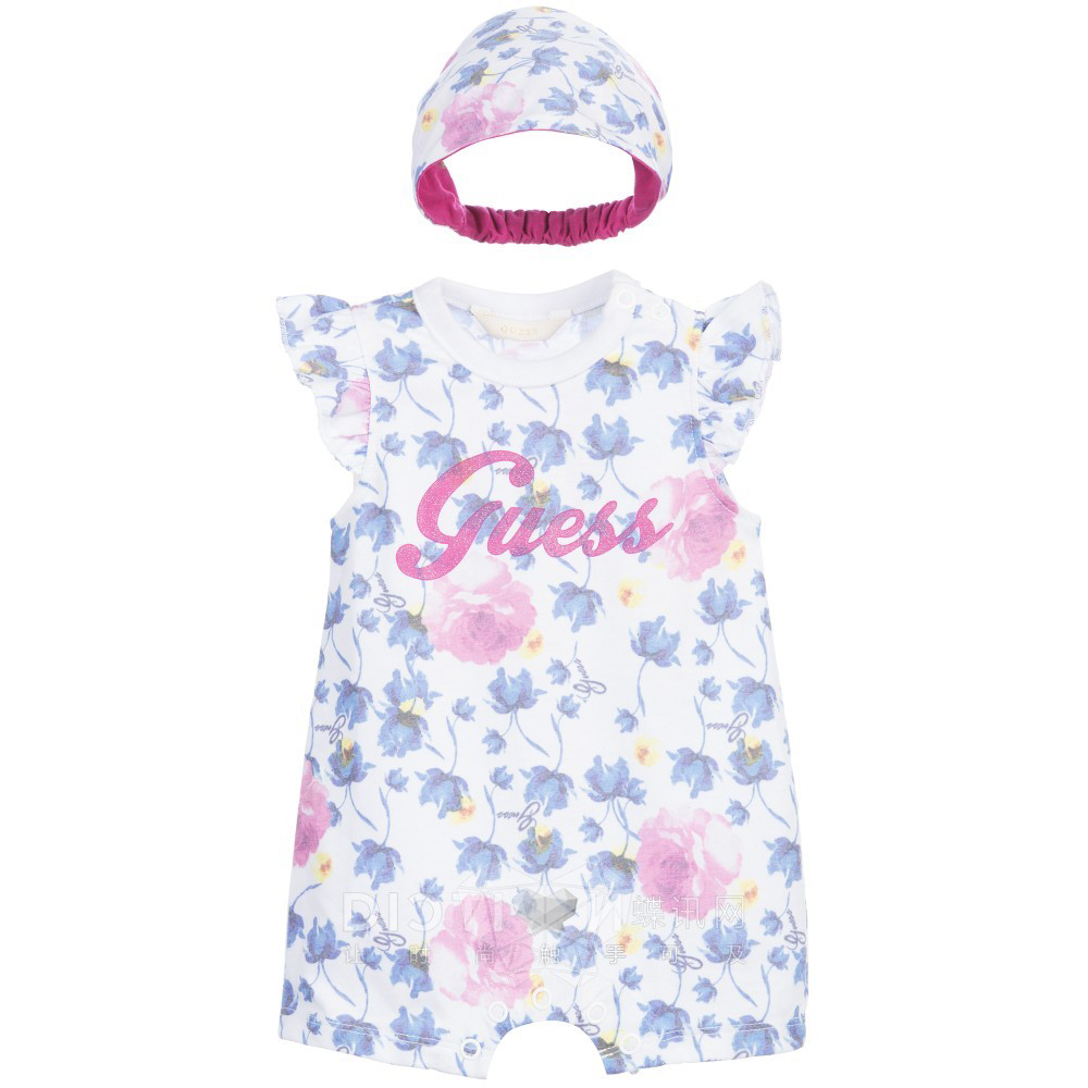 Summer Oragnic Cotton Printed Baby Rompers with Headband Infant Toddlers Baby Clothing Rompers