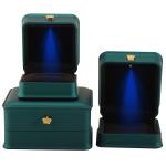 LED Light Jewelry Box for Custom Luxury Crown Jewelry Packaging Plastic Velvet