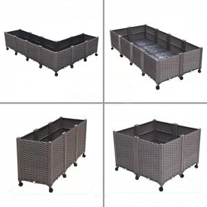 Wholesale Drainable Patio Wheeled Planter Box Plastic Rectangle Planter Box Insect Proof from china suppliers