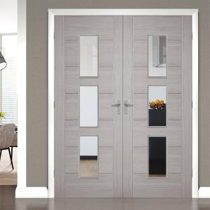 China Front Main Gate Solid Wood Entry Doors , Solid Wood Interior Doors With Glass on sale