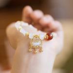 Mystic Mermaid Glass Friendship Bracelet With 8 Mm Frosted White Glowing