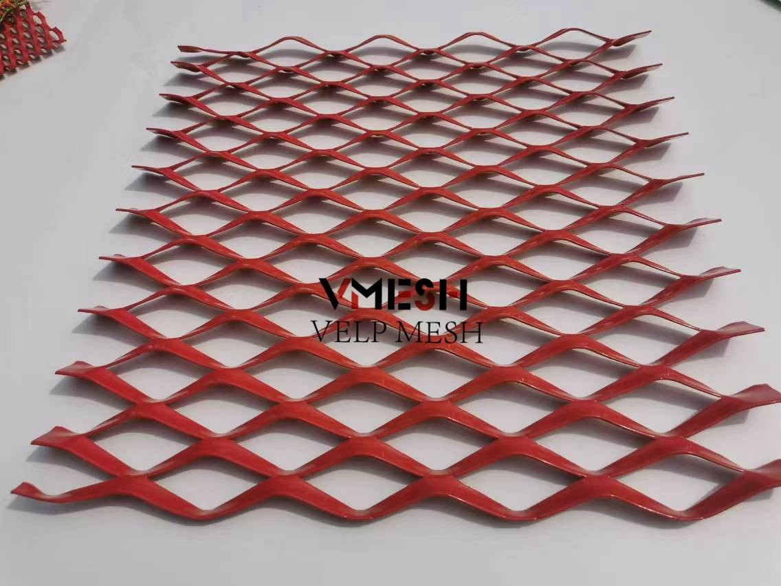 Customized Powder Coated Wall Cladding Expanded Metal Facade Mesh