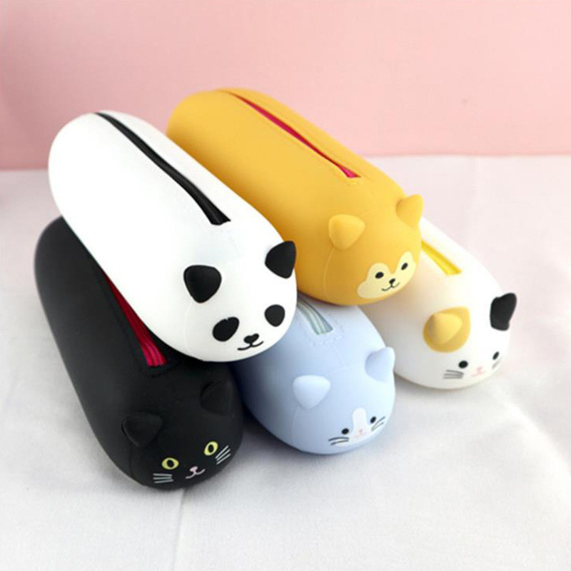 Pig Silicone Cartoon Pencil Box For Boys And Girls Stationery Case Pencil Pouch Makeup Bag School Supplies For Kids