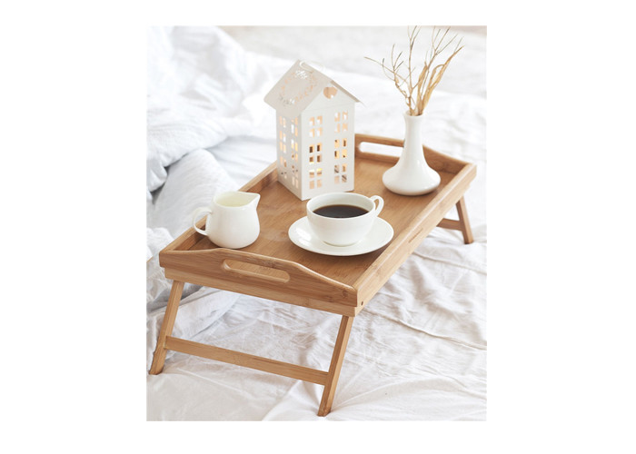 Hot Sell Mutifunctional Organic Bamboo Serving Tray with Foldable Legs